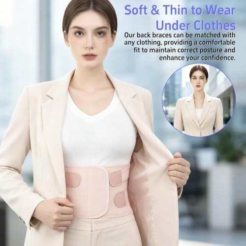Posture Corrector for Women and Men, Back Brace with Lumbar Support Panel and Adjustable Shoulder Support, Full Back Support Posture Trainer, Back Straightener for Upper Back, Lower Back Support, Rounded Shoulders, Slouching, Hunchback Corrector (Pink,...