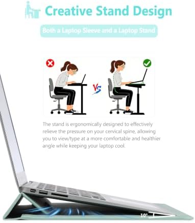 HYZUO 13 Inch Laptop Sleeve Case with Stand for MacBook Air, Mint Green