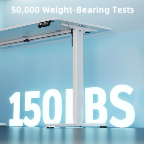 Shintenchi Standing Desk, 55x24 Inch Height Adjustable Electric Sit Stand up Desk, Ergonomic Rising Computer Table, Modern Lift Gaming Desk Workstation for Home Office, White
