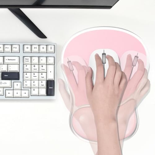 Pink Mouse Pad with Gel Wrist Rest Support, Comfortable Ergonomic Mousepad