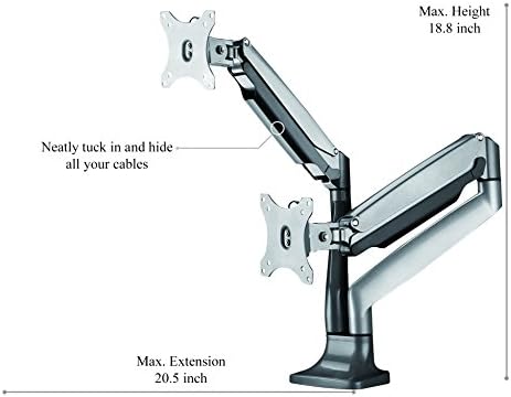 TechOrbits Universal Desk Mount for Dual Monitor - Fits Two 13-30" Monitors with Swivel & Clamp