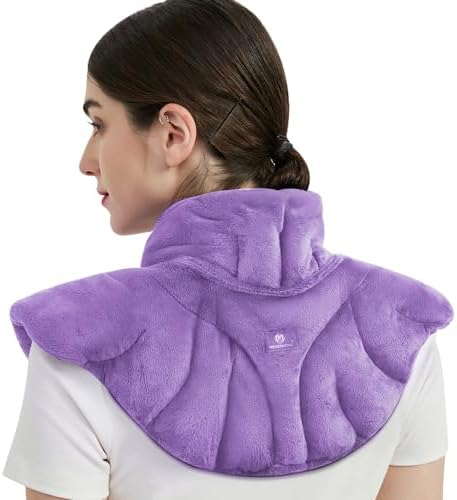Microwavable Heat Pad for Neck and Shoulders, Warm Compress Wrap, Purple