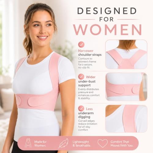 Back Brace Posture Corrector for Women, Invisible Under Clothes for Office and Daily Wear, Adjustable Upper Back Support for Slouching, Rounded Shoulders, Neck and Shoulder Comfort