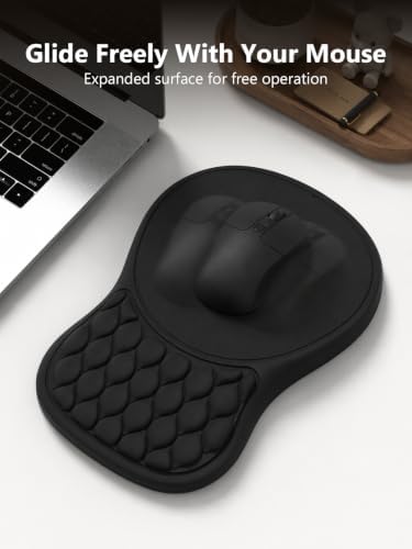 Ergonomic Mouse Pad with Wrist Support, Black Mousepads for Desk