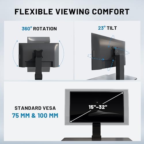 Electric Standing Desk Converter 28" Wide, Height Adjustable Desk Riser, Computer Workstation, Sit-Stand Convertor for Home, Office, School (Black, 1 Arm Included)