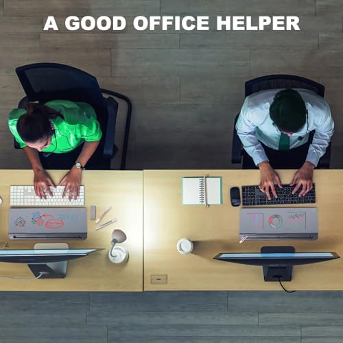 TSJ OFFICE Desktop Whiteboard Dry-Erase-Board - Computer Keyboard Stand White Board Surface Pad with Drawer, Desk Organizers with Accessories for Office, Home, School Supplies - Complete Grey