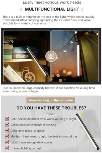 Computer Monitor Light Bar, Desk Lamp with No Glare & Even-Desk LED, 20°-50° Tilt, 4 Color Temperatures for Laptop, Computer Monitor, Task, Outdoor