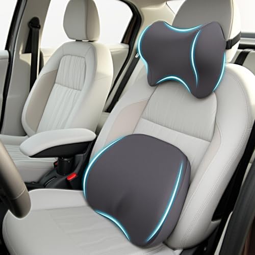 ROYALAY 2 Pcs Recliner Pillow for Neck Lumbar Support, Memory Foam Lumbar Pillow for Recliner with Adjustable Headrest, Back Support for Office Chairs Couch
