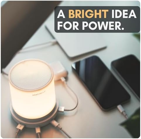 Macally Small Bedside Lamp with USB Ports (USB C + A) - Fast Charging Bedside Light and 3 Way Dimmable Touch Lamp for Nightstands - Great as a Night Light and Charger for Bedrooms