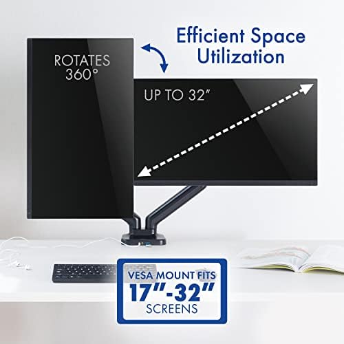 Dual Spring LCD Monitor Arms with USB and Multimedia Ports for: ASUS VG248QG 24" Gaming Monitor 165Hz 1080p 0.5ms Eye Care with DP HDMI DVI