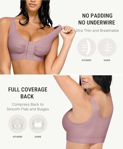 FeelinGirl Post Surgery Compression Bra for Women's Front Closure Bra