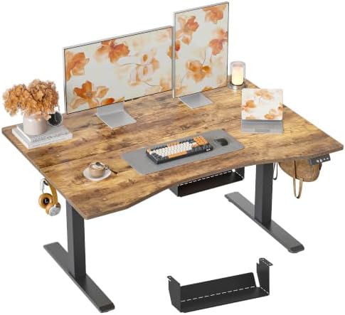 TIQLAB 47x30 Extra Deep Standing Desk with Cable Management, Rustic Brown