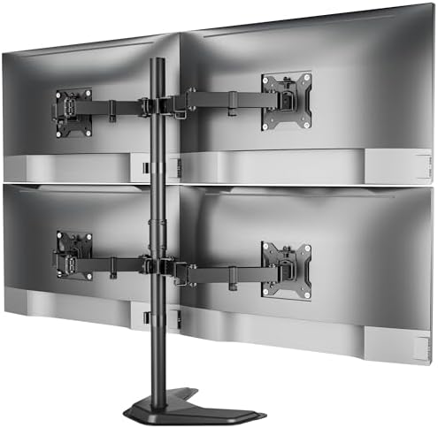 monTEK Freestanding Quad Monitor Stand for Four 17-32" Screens, 22 lbs Each