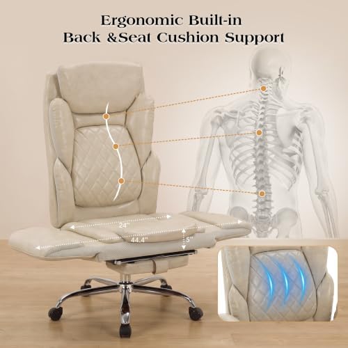 Big and Tall Executive Criss Cross Office Chair with Footrest Flip Armrest