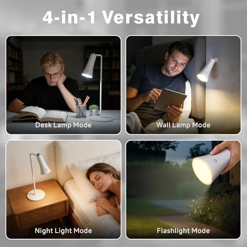 Rechargeable LED Desk Lamp, 4-in-1 Cordless Table Lamp