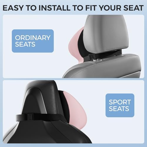 BEBAS Car Headrest Pillow, Ergonomic Neck Pillow with Memory Foam, Pink