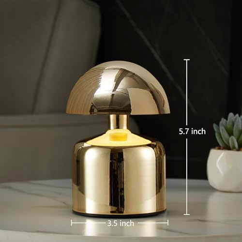 SAIWEYA Modern Cordless Mushroom Small Table Lamp, Dimmable Touch Battery