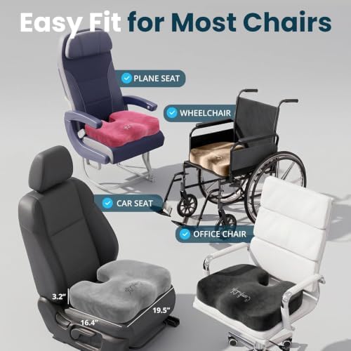 ComfiLife Extra Large Gel & Memory Foam Seat Cushion - Doctor Recommended Office Chair, Car Seat, Lifting Cushion - Back & Sciatica Pain Relief - Wide Seat Cushion for Big & Tall (Black)