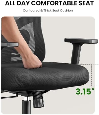 Marsail Ergonomic Office Chair Ergonomic Gaming Chair with Lumbar Support, 2D Headrest, Adjustable Armrests, Contoured Seat Cushion, Computer Desk Chair with Wheels for Home and Office, Pack of 4