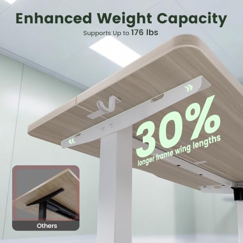 CubiCubi 48x30 Large Electric Standing Desk, 30" Deep Desktop, Light Walnut