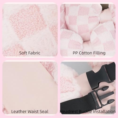 4 Pack Car Neck Pillow and Lumbar Support Cushion Plush Butterfly Knot Headrest Pillow Comfortable Waist Support Cute Car Interior Decor