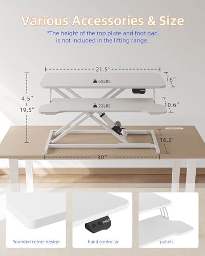 YIHAYO 32" Electric Standing Desk Converter, Adjustable Desk Riser, White