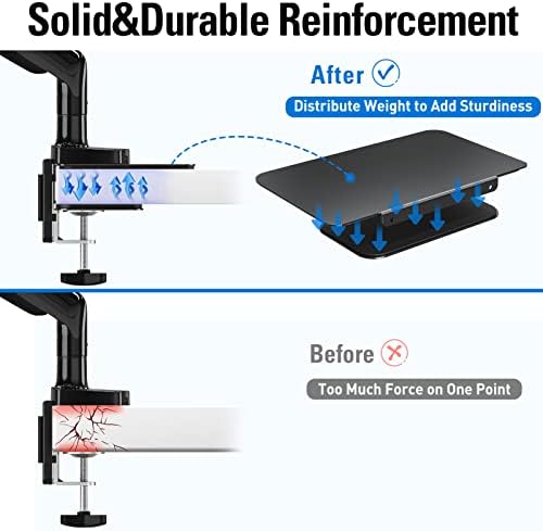 MOUNTUP Monitor Mount Reinforcement for Tempered Glass Desk, Monitor Arm Plate, Steel Bracket for Thin and Most Fragile Table, for Desk C Clamp Installation of Monitors Stand