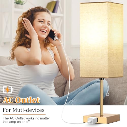 Table Lamp for Bedroom set of 2,3-Color Bedside Lamps with Pull Chain