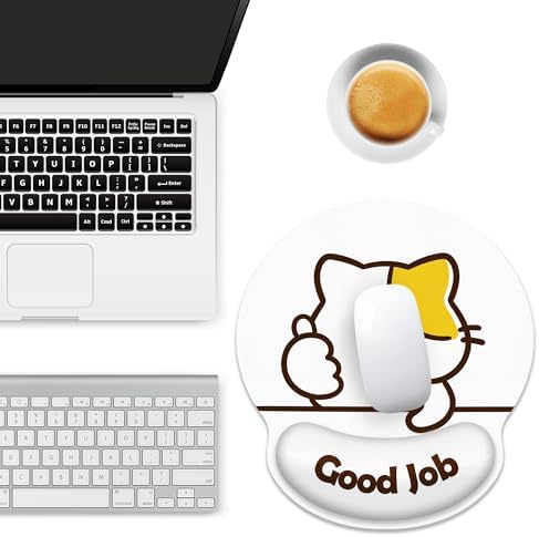 Good Job Cat Ergonomic Mouse Pad with Wrist Rest for Desk Work Office