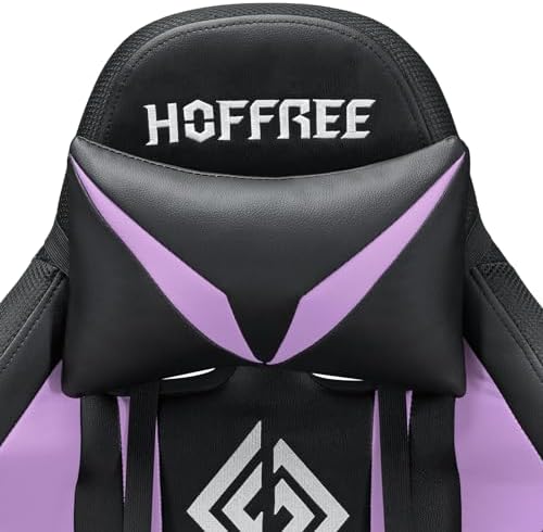 HOFFREE RGB Gaming Chair with Speakers Massage LED Lights Game Chair-Purple