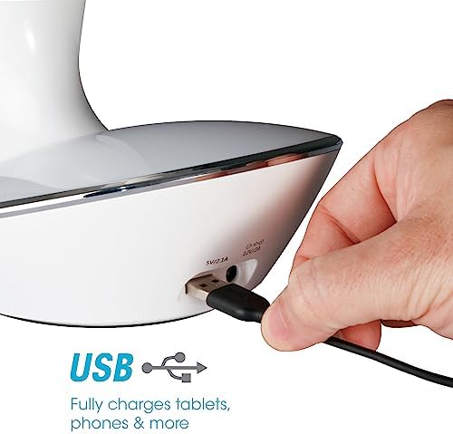 OttLite LED Desk Lamp with Color Changing Base and USB Port, White