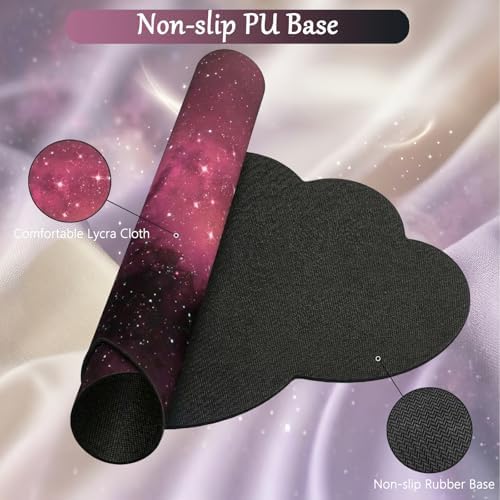 Cloud Mouse Pad Keyboard Wrist Rest for Mouse 4PCS Extended Galaxy Large Desk Mat Pad Set Memory Foam Non-Slip Cute Ergonomic Gaming Space Mouse Wrist Support for Computer Home Office Pink Black