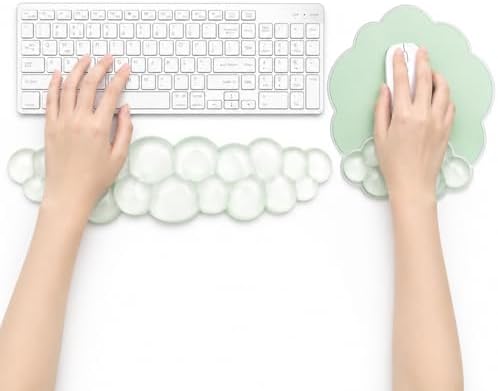 Cloud Gel Wrist Rest Set for Keyboard and Mouse – Ergonomic Wrist Support for Keyboard & Mouse Pad – Non-Slip Desk Wrist Support for Computer, Laptop & Gaming (Green)