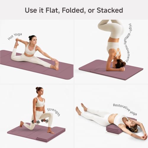 PAIDU Foldable Yoga Mat 10mm Thick, 75"x26" Non-Slip Fitness Exercise Mat