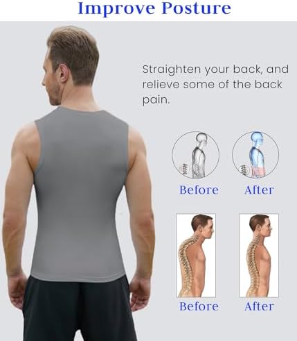 Compression Shirt Men Slimming Body Shaper Vest Crewneck Workout Tank Top