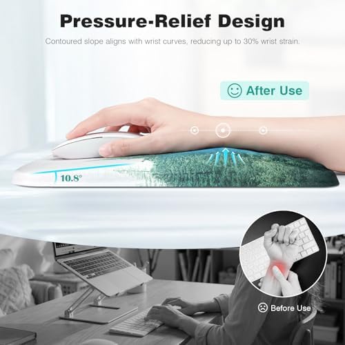 Ospelelf Mousepad with Wrist Rest Ergonomic Computer Comfortable Pain Relief Mouse Pad Wrist Support Green Forest Pattern