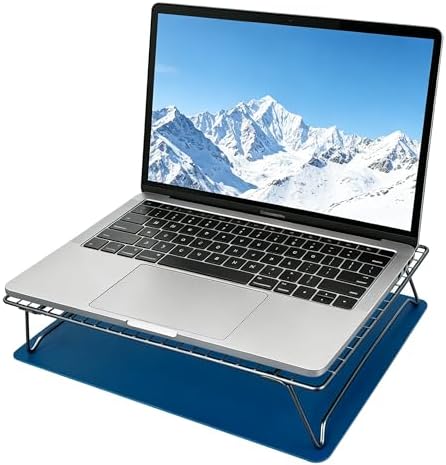 Adjustable Laptop Stand for Desk with Mouse Pad, Ergonomic Metal Foldable Laptop Riser with 3cm/6cm Height, Ventilated Cooling Computer Stand for 10-16 Inch Laptops