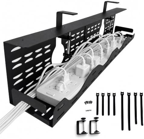 Under Desk Cable Management Tray, Expandable Metal Organizer
