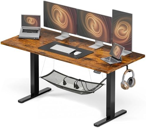 Acrolix 55x24 Electric Standing Desk with Cable Net, Rustic Brown