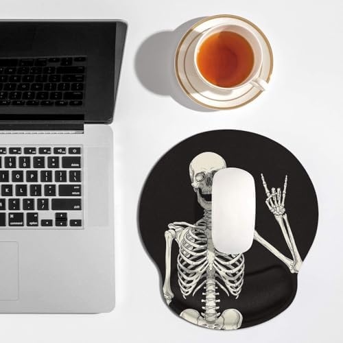 Britimes Ergonomic Mouse Pad with Wrist Support, Skull Skeleton