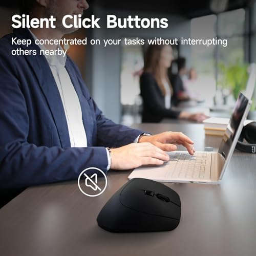 SANWA 2.4G Wireless Ergonomic Mouse, Silent Click Vertical Mouse, Black