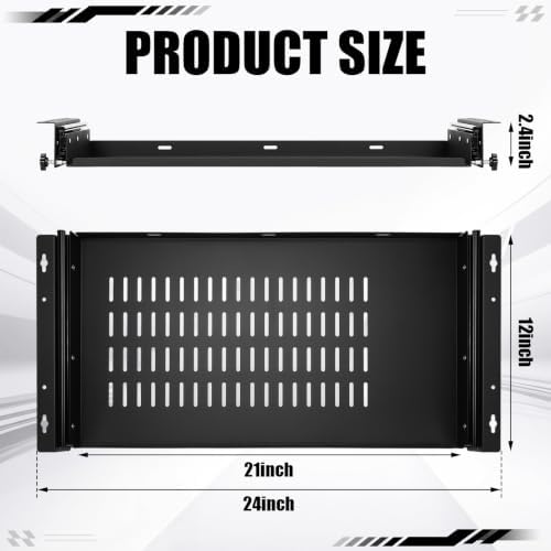 Sliding Under Desk Laptop Mount Shelf with Air Vents 21'' W x 12'' D Metal Under Desk Slide Out Tray Laptop Storage Tray for Home Office Standing Desks Workstations Cabinet Gaming