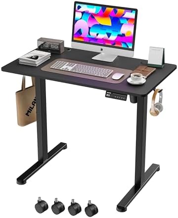 Monomi 35"x20" Small Electric Standing Desk,Whole Piece Desktop,Black