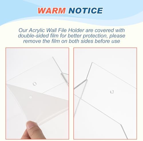 Feifeiya 2 Pcs Clear Acrylic File Holder Wall Mount, 14"x8.3"x2.4"