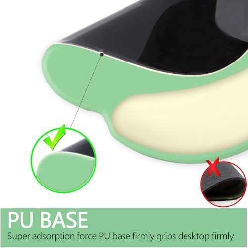 Ergonomic Mouse Pad, Mouse Pad with Wrist Support, Comfortable Gaming Mouse Pads with Non-Slip PU Base for Computer, Laptop, Office & Home(Green- Beige)