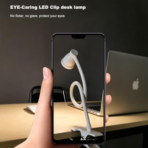LED Clip Light 3 Color 10 Brightness Dimmable Clamp Desk Lamp White