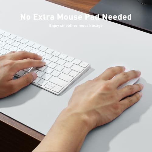 Aothia Faux Leather Desk Mat - Non-Slip PU Leather Desk Blotter, Waterproof Writing Surface, Large Desk Pad for Office & Home (Barely Grey, 55" x 24")