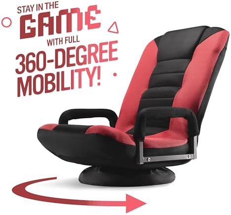 Kids Gaming Chair, Swivel Floor Video Lounger, 6 Positions, Folds to Store