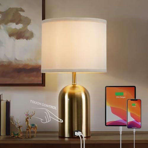 GyroVu Touch Control Table Lamp, Gold Bedside Table Lamps for Bedroom