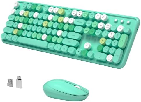 Colorful Wireless Keyboard and Mouse Combo, Green Colorful